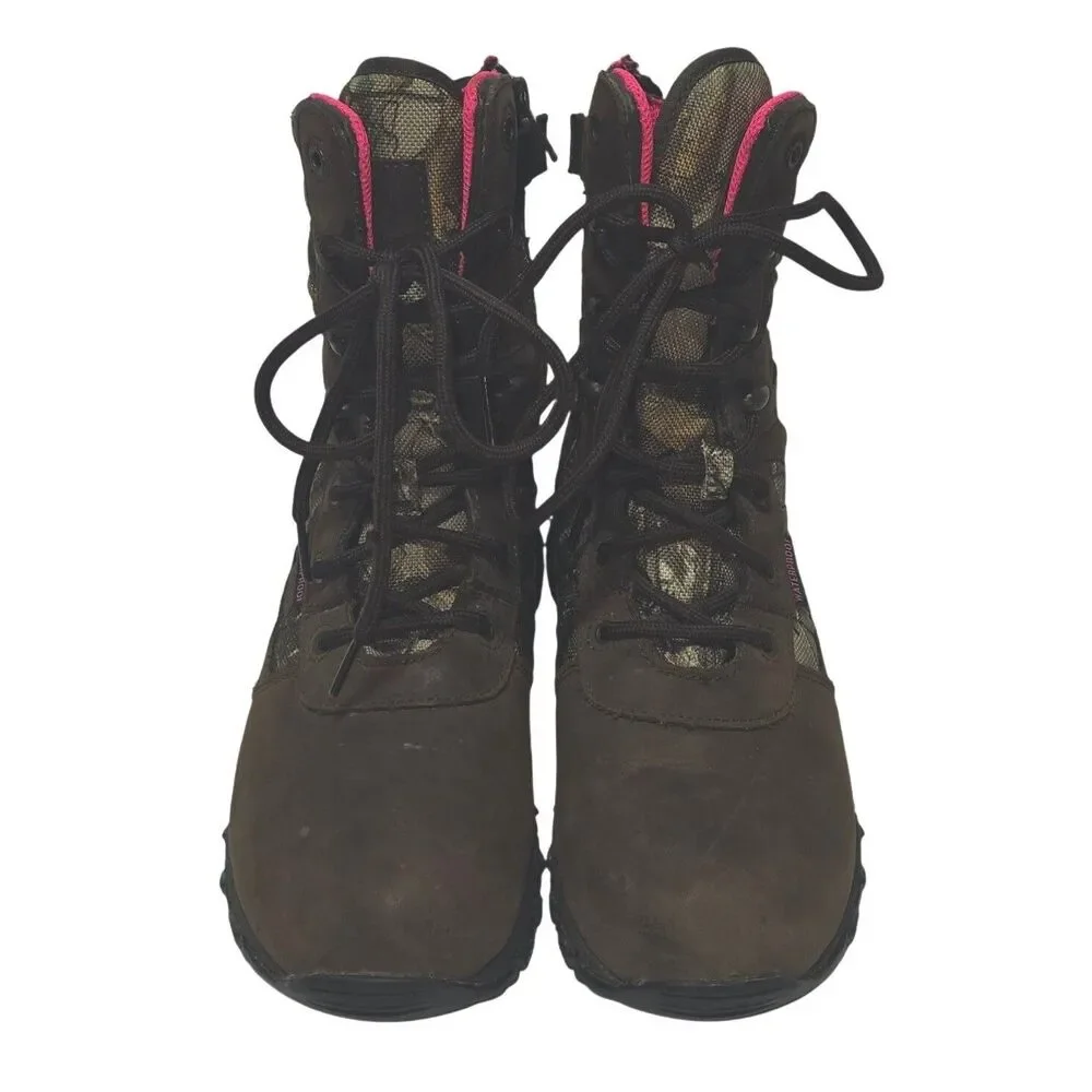 Academy Game Winner Womens Size 9 Hunting Boots Brown Camo Waterproof Side Zip
